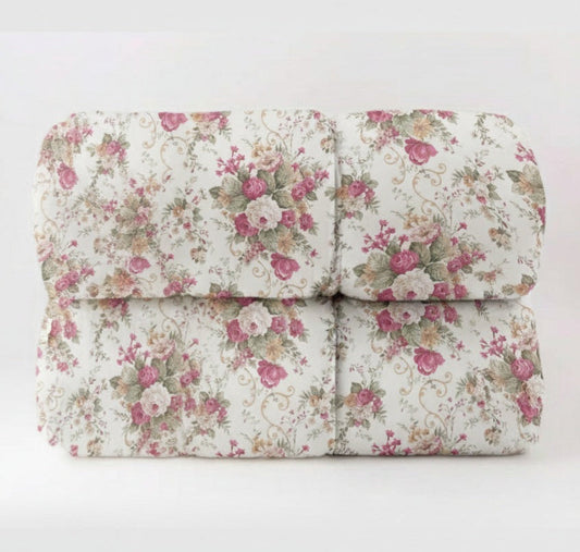 Trapunta Tea Matrimoniale in Cotone Stampa Rose 270x270 cm - Barrile donna