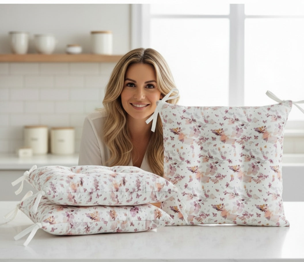 Cuscino Sedia Linea Alba 40x40 Fantasia Floreale - Panama di Cotone - Barrile donna