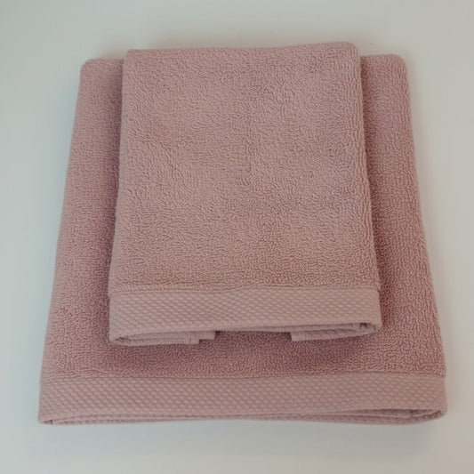 AREA - Set Spugna Asciugamano + Ospite Tinta Unita 100% Cotone - Barrile donna