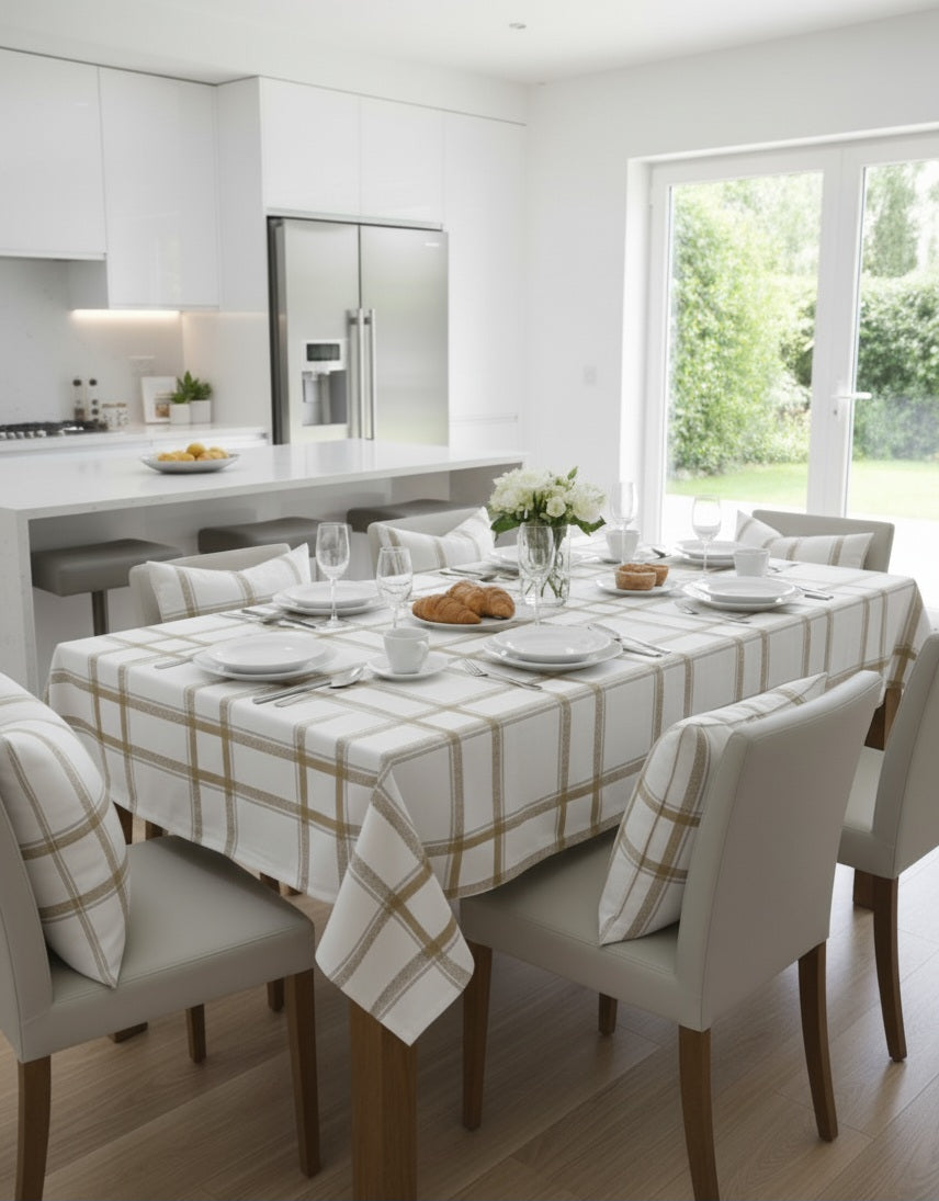 Tovaglia ZAFFIRO Cotone Jacquard Oro & Bronzo - Prodotto Artigianale Made in Italy - Barrile donna