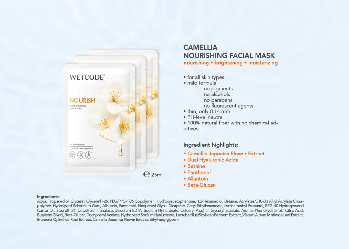 WETCODE - Camellia Hydrating Moisture Mask *10pz - Barrile donna