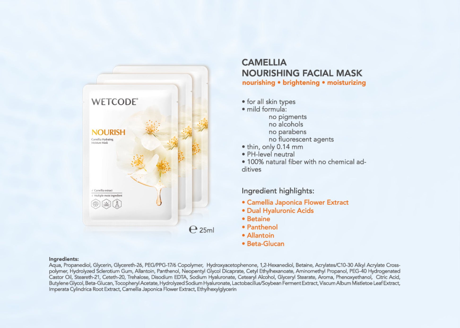 WETCODE - Camellia Hydrating Moisture Mask *10pz - Barrile donna