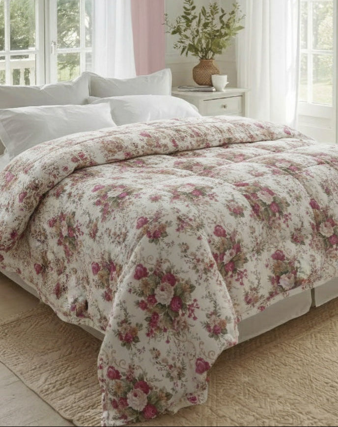 Trapunta Tea Matrimoniale in Cotone Stampa Rose 270x270 cm - Barrile donna
