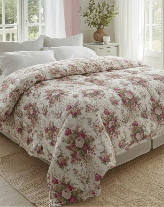 Trapunta Tea Matrimoniale in Cotone Stampa Rose 270x270 cm - Barrile donna