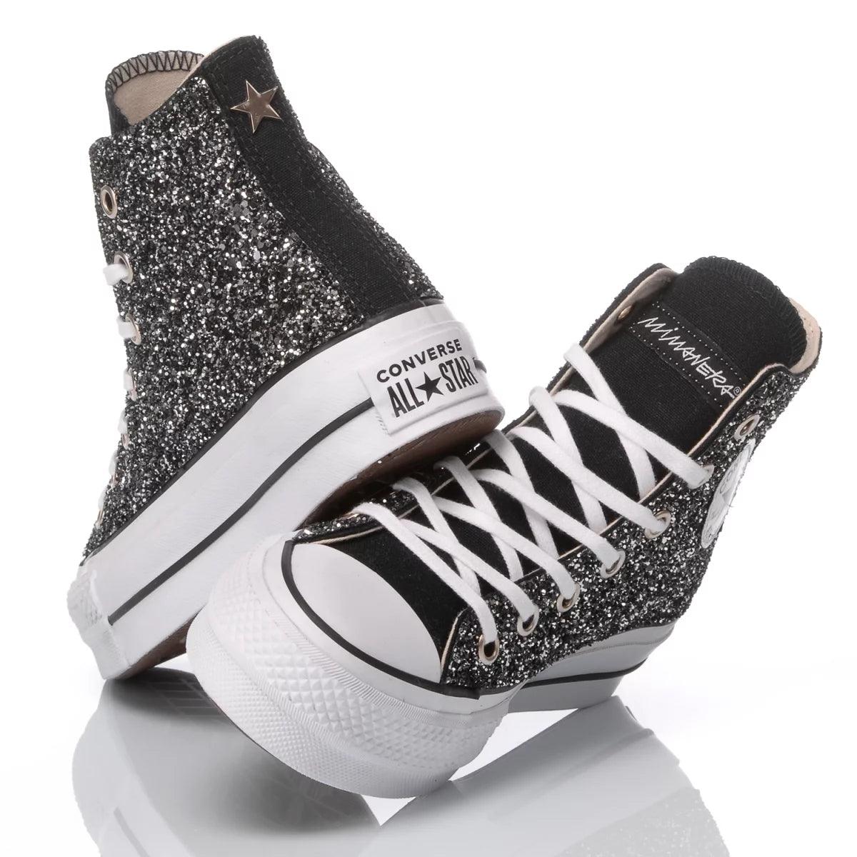 Converse Platform Glitter Nero - Barrile donna