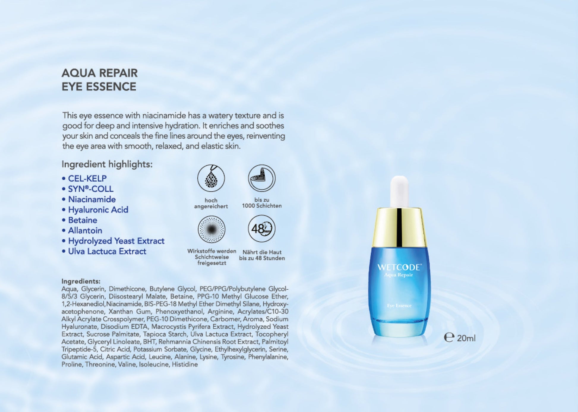 WETCODE - Aqua Repair Eye Essence 20ml - Barrile donna