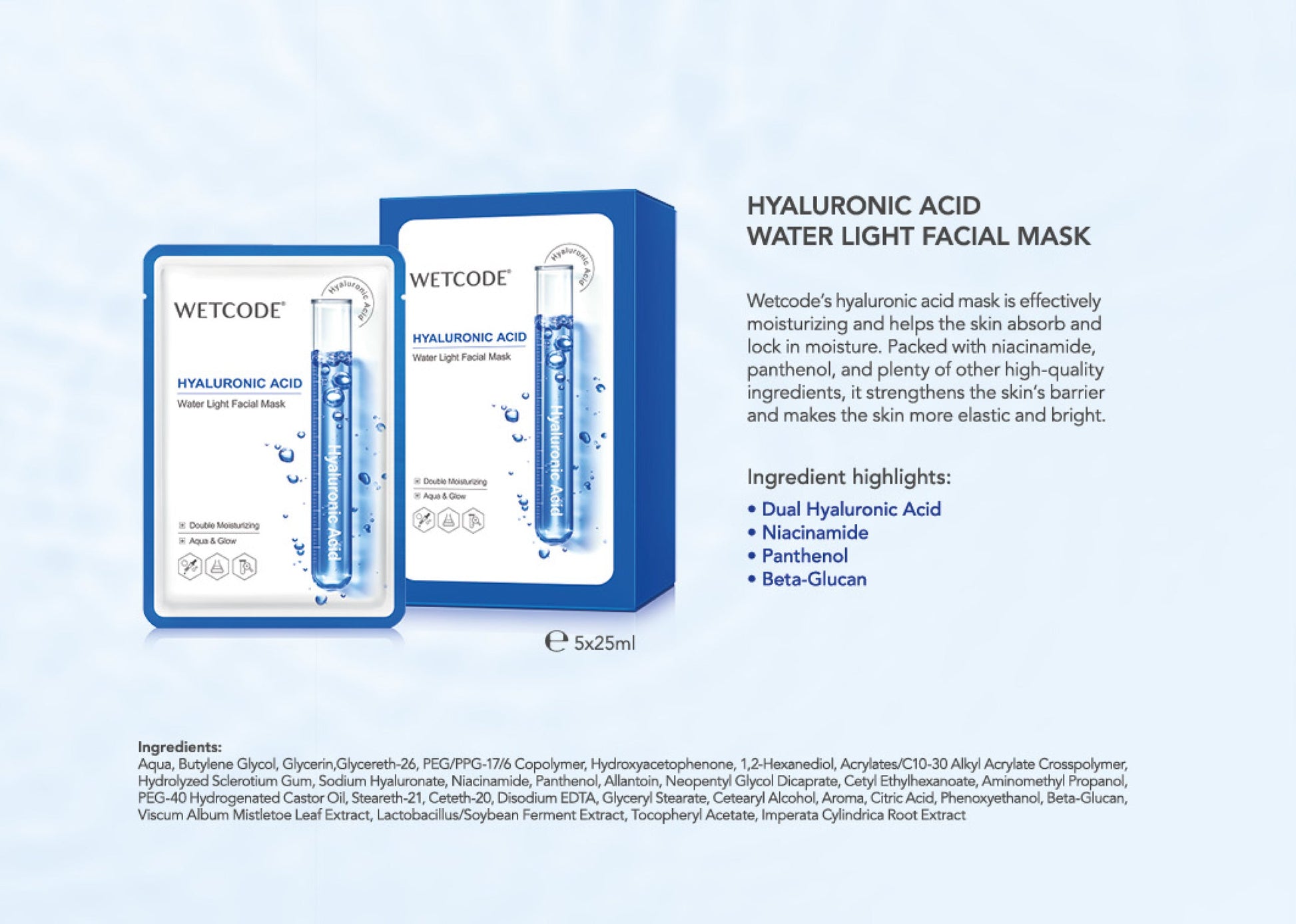 WETCODE - Hyaluronic Acid Facial Mask *5pz - Barrile donna