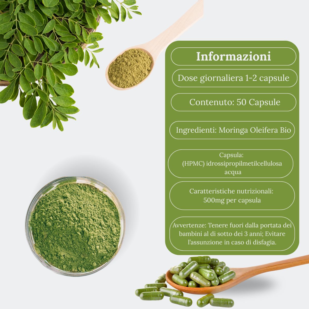 Moringa Oleifera Bio in Capsule | 50 Capsule - Barrile donna