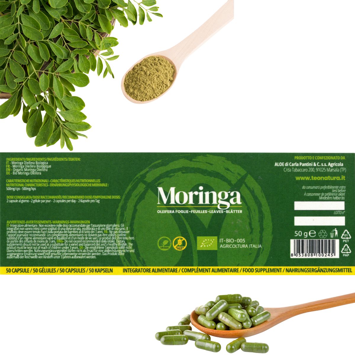 Moringa Oleifera Bio in Capsule | 50 Capsule - Barrile donna