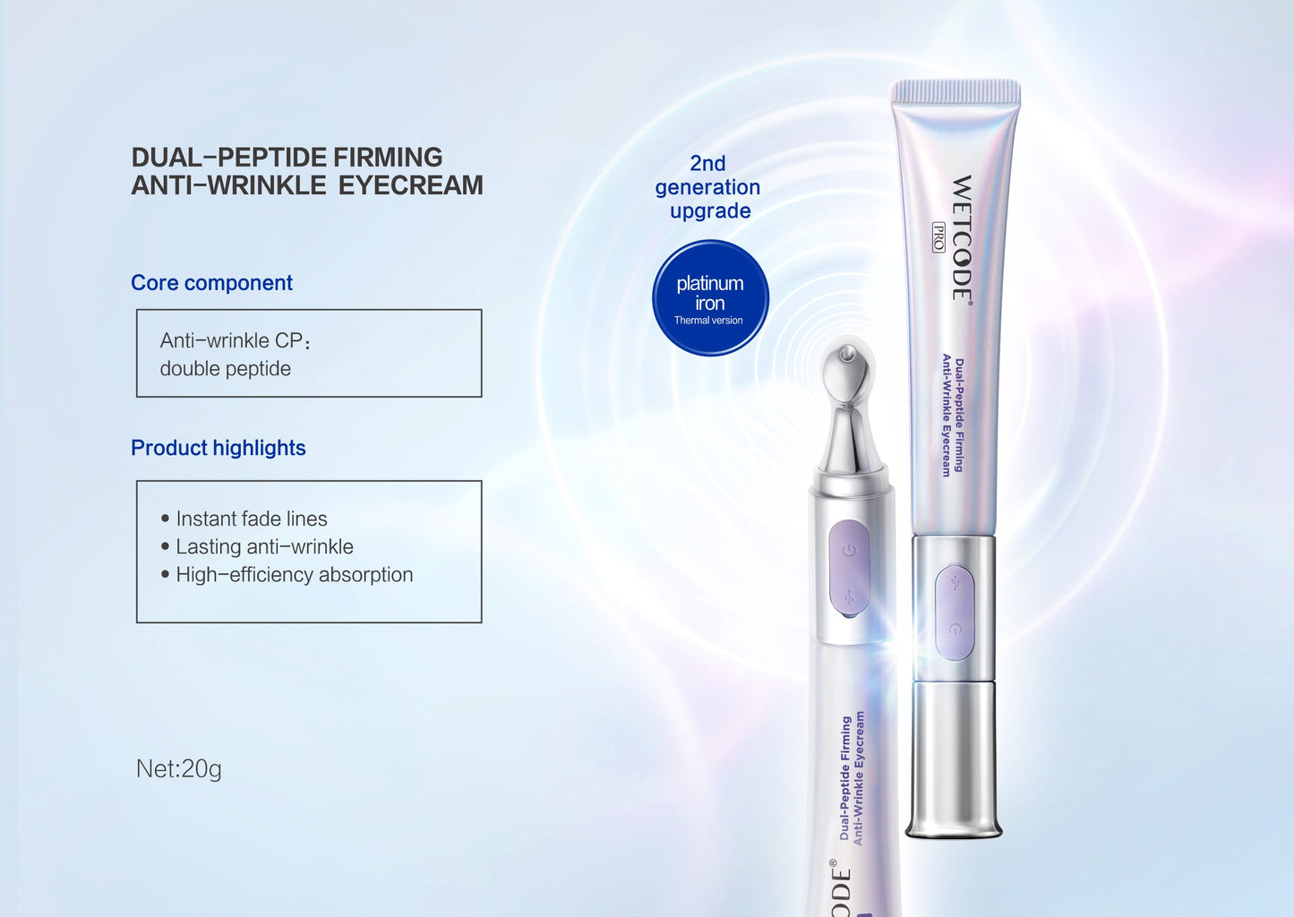 WETCODE - Dual-Peptide Firming Anti-wrinkle Eye Cream 20ml - Barrile donna