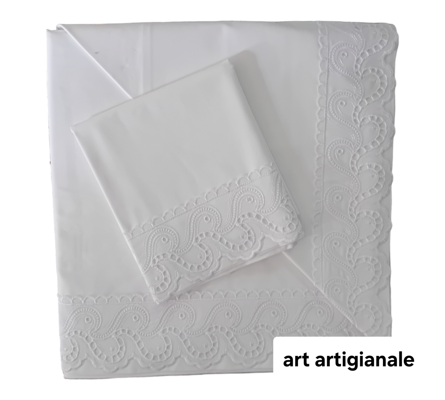 Completo Letto Matrimoniale Linea Roma con Pizzo San Gallo | Made in Italy - Barrile donna