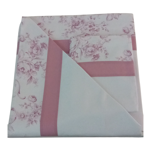 Completo letto Pisa in percalle di cotone con doppia balza – Rosa e Sabbia - Barrile donna