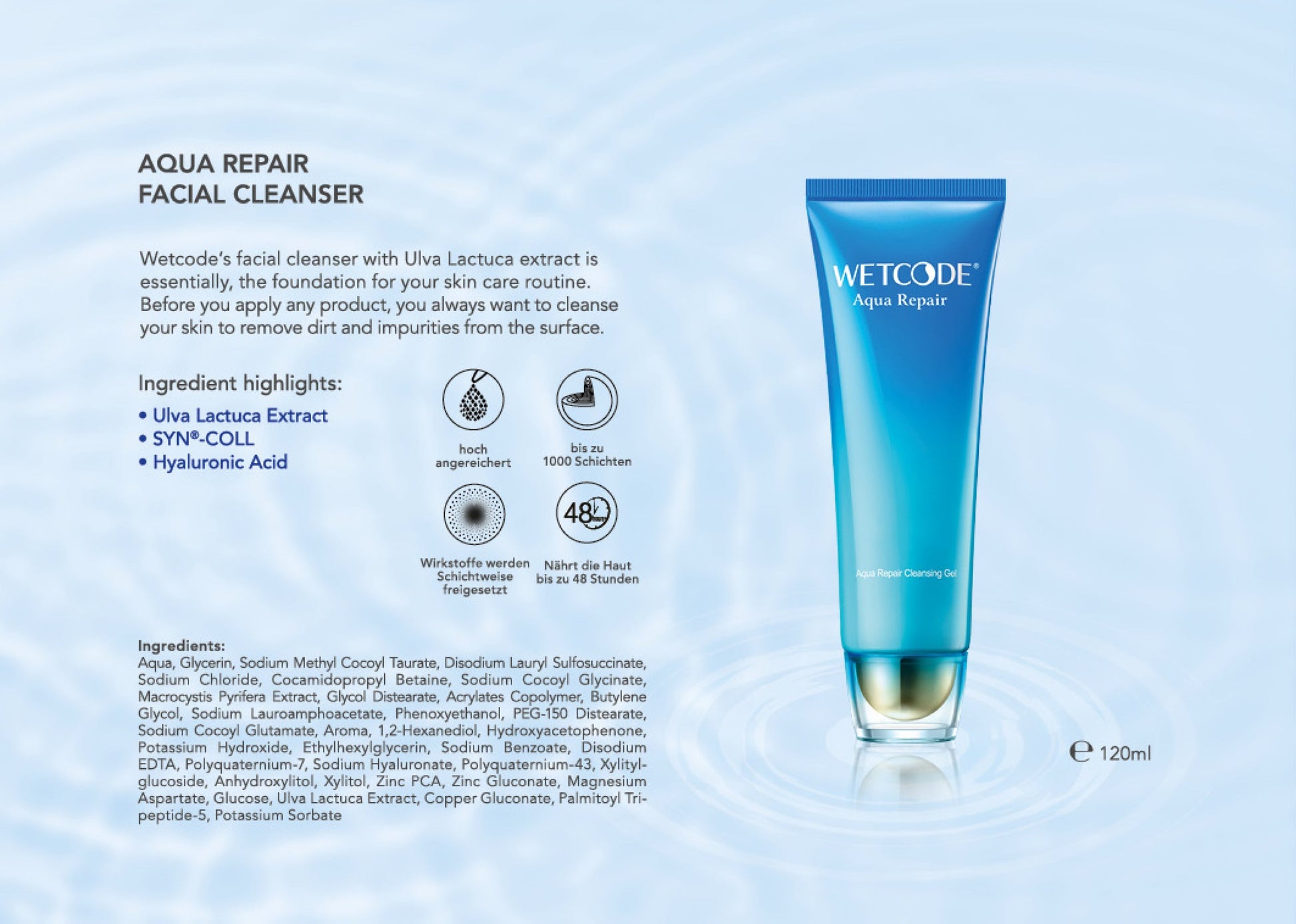 WETCODE - Aqua Repair Facial Cleanser 125ml - Barrile donna