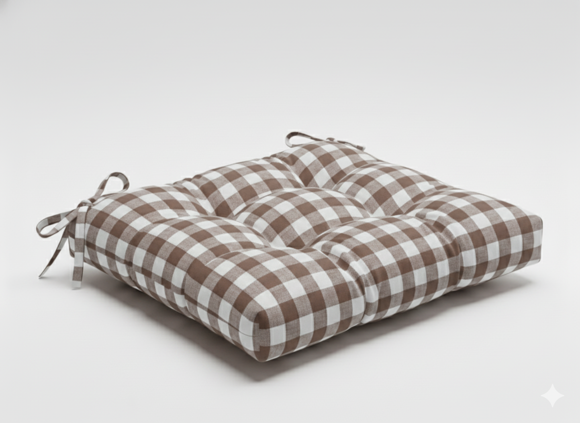 Cuscino Sedia Campagnola in Cotone a Quadri Piccoli - Imbottito Made in Italy - Barrile donna