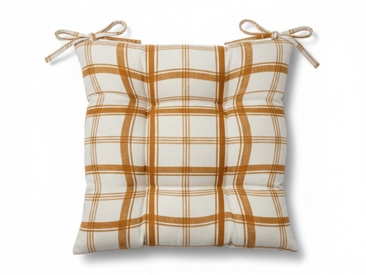 Cuscini Sedia Zaffiro Imbottiti Cotone Jacquard Bianco Giallo Bronzo - Barrile donna