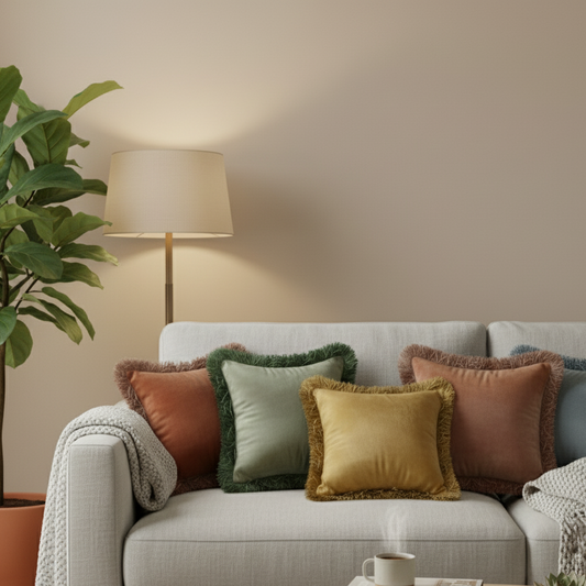 Cuscino Arredo in Velluto con Frange 45x45 cm - Barrile donna