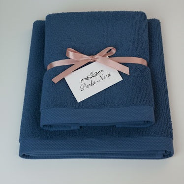 AREA - Set Spugna Asciugamano + Ospite Tinta Unita 100% Cotone - Barrile donna