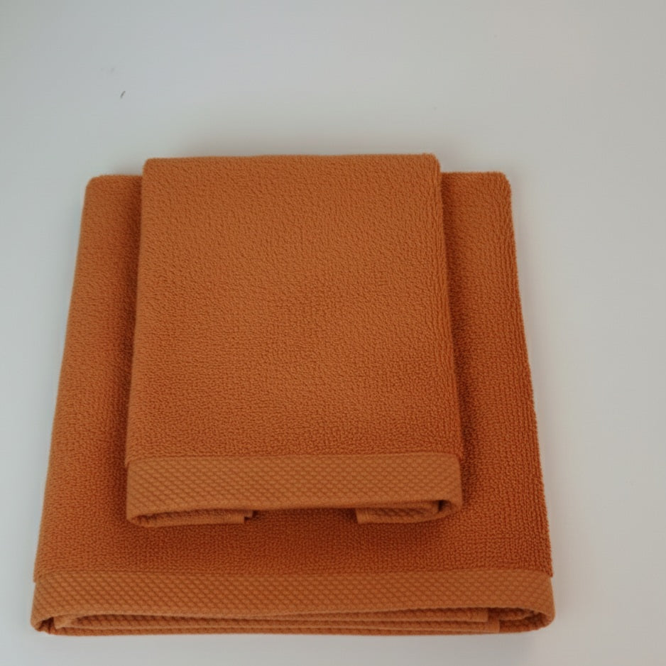 AREA - Set Spugna Asciugamano + Ospite Tinta Unita 100% Cotone - Barrile donna