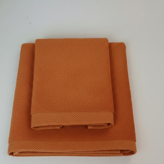 AREA - Set Spugna Asciugamano + Ospite Tinta Unita 100% Cotone - Barrile donna